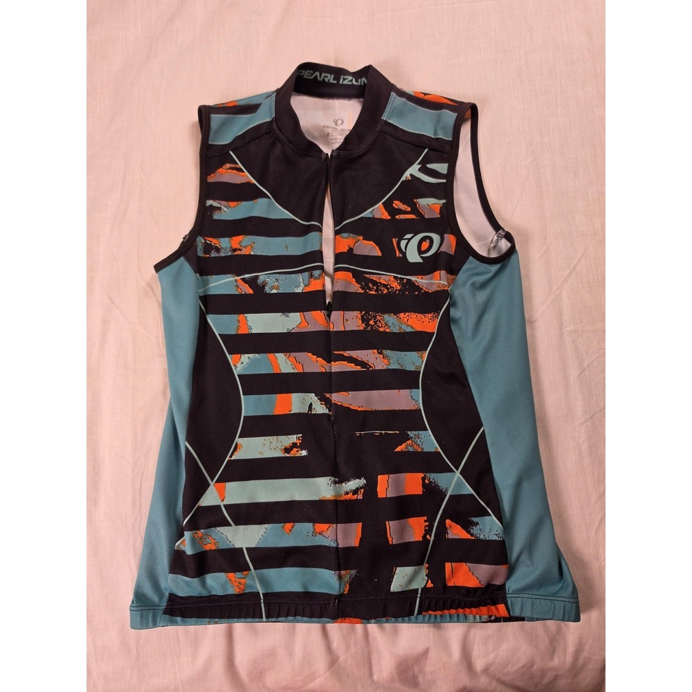 Pearl Izumi Tank Top Womens Small Multicolor Stripe 1/4 Zip Cycling Jersey